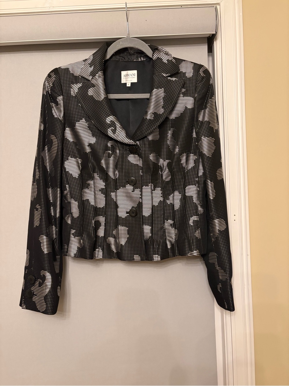 Armani Collezioni Black & Silver Cropped Blazer